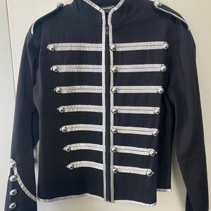 Elegant Black and Silver Utility Jacket